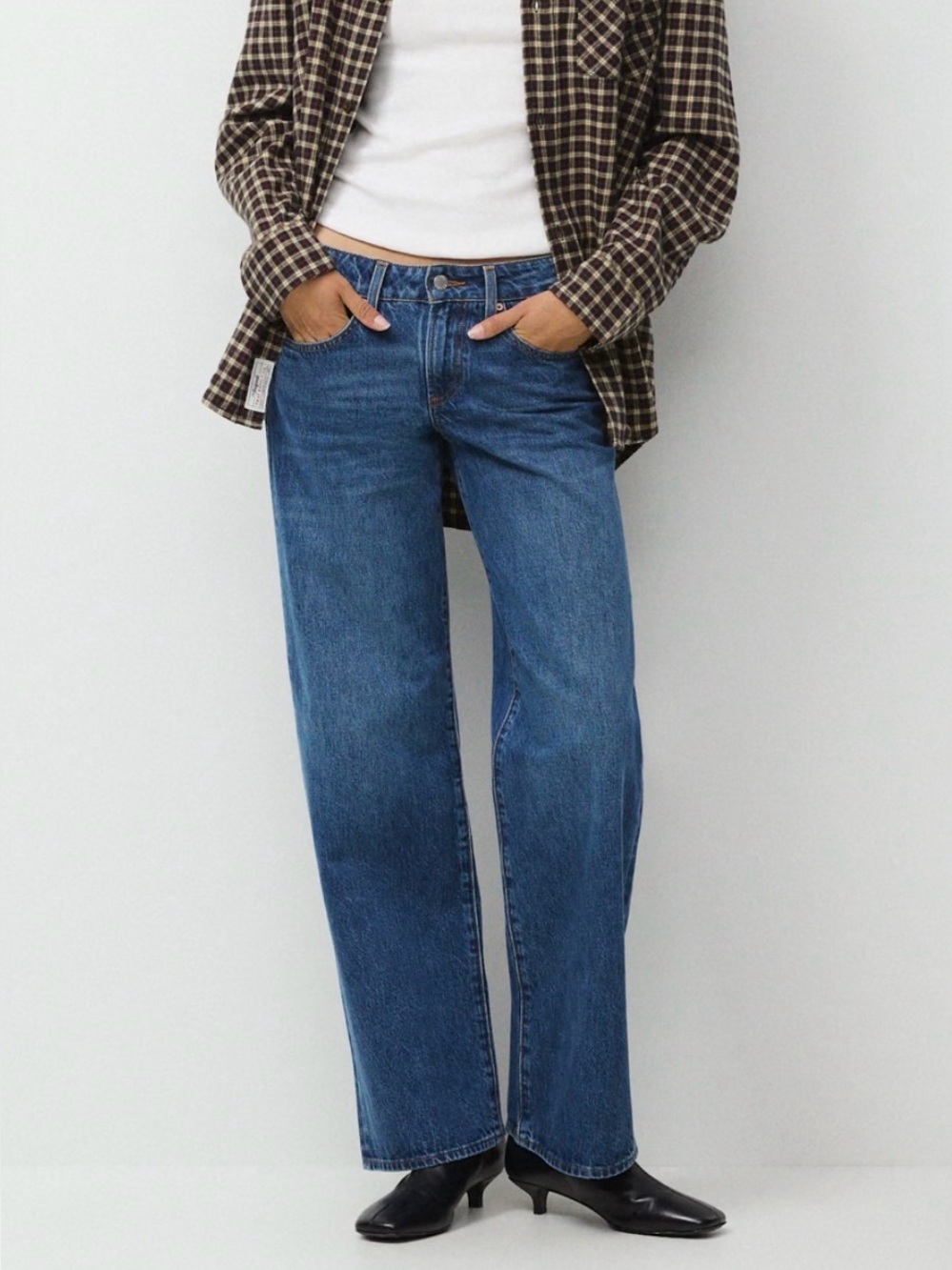 Denim Forum Iggy Curve Fit Lo-Rise Baggy Straight-Leg Jeans Size 30